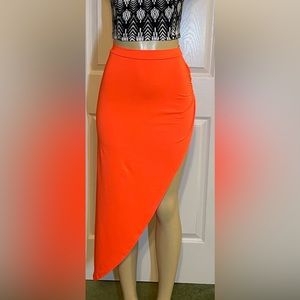 Forever 21 Orange Neón asymmethric skirt